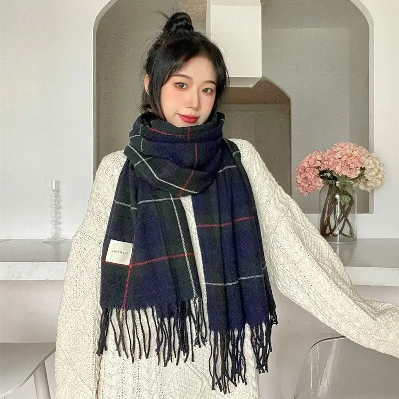 Luxury Plaid Scarf Winter Warm Cashmere Women Long Bandana Pashmina Foulard Female Scarves Tassel Shawl And Wraps 2022 Design