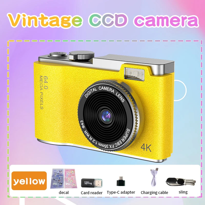 Digital Camera 4K 64MP Photography Camera Video Camcorder Rechargeable Cameras 2.4 inch Screen Camcorder for Kid Adult Beginners