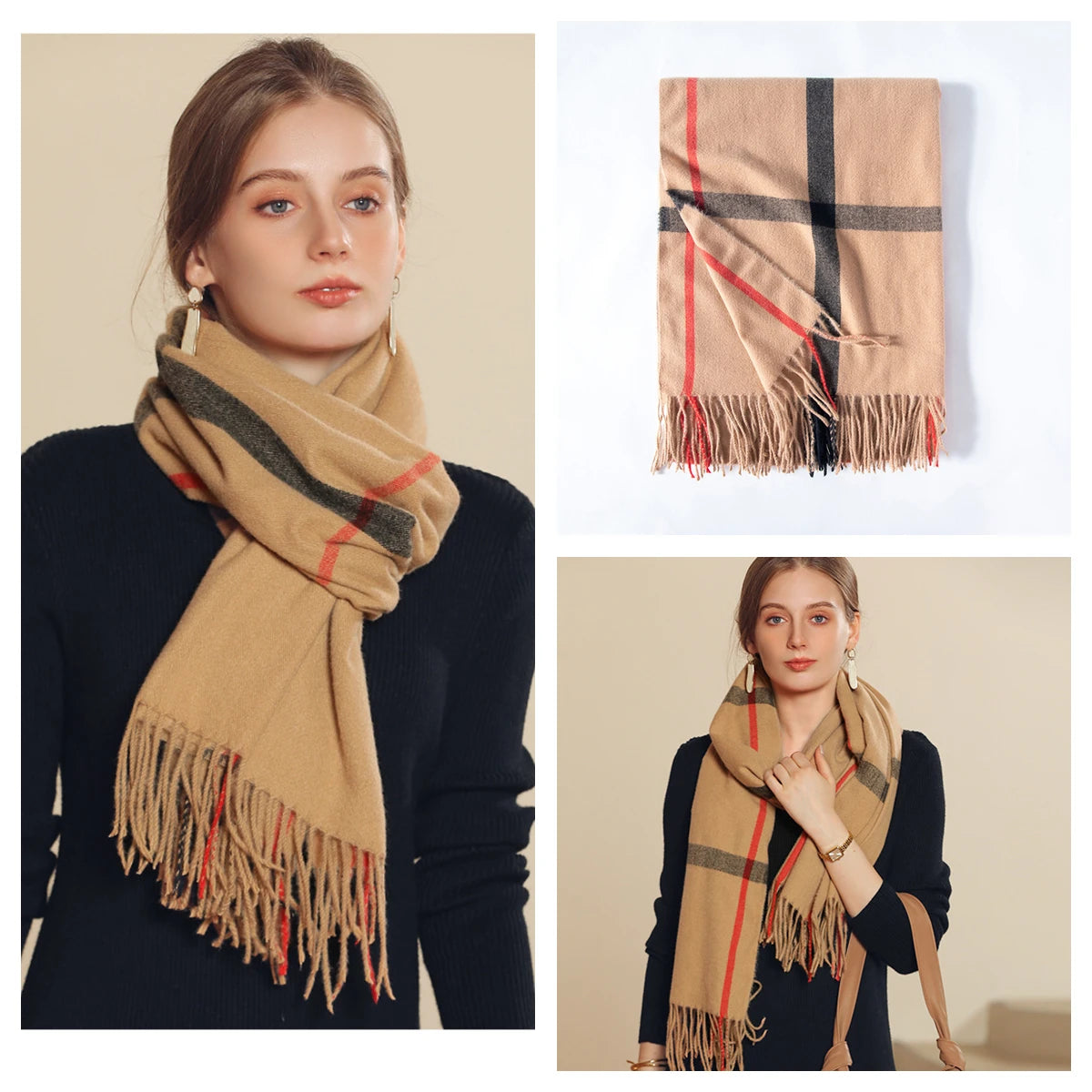Women Autumn Winter Scarf Lady Cashmere Feeling Muffler Spring Fall Large Blanket Classic Plaid Shawl Soft Warm Wrap Wholesale