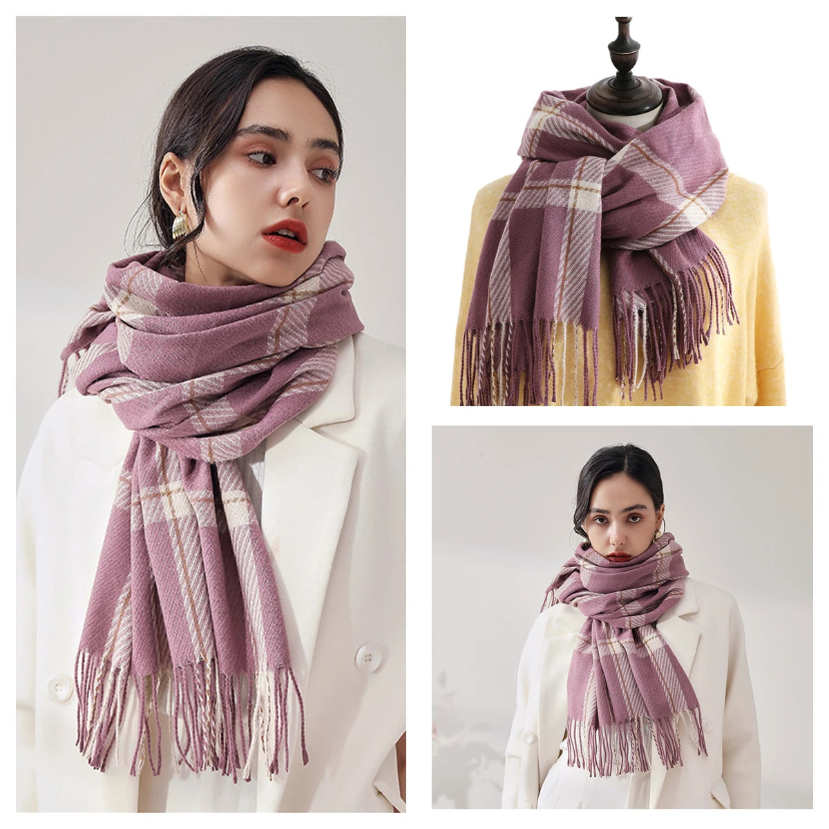 Women Autumn Winter Scarf Lady Cashmere Feeling Muffler Spring Fall Large Blanket Classic Plaid Shawl Soft Warm Wrap Wholesale