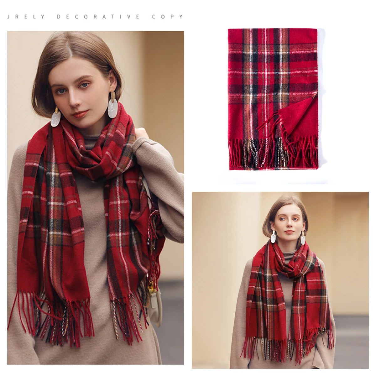 Women Autumn Winter Scarf Lady Cashmere Feeling Muffler Spring Fall Large Blanket Classic Plaid Shawl Soft Warm Wrap Wholesale