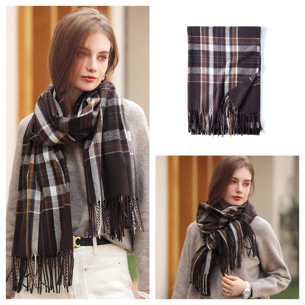 Women Autumn Winter Scarf Lady Cashmere Feeling Muffler Spring Fall Large Blanket Classic Plaid Shawl Soft Warm Wrap Wholesale