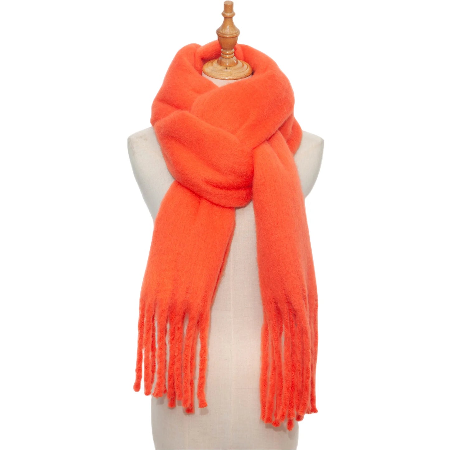 Luxury Cashmere Bright Solid Colors Women Scarf Winter Shawl and Wrap Bandana Pashmina Tassel Female Foulard Thick Blanket