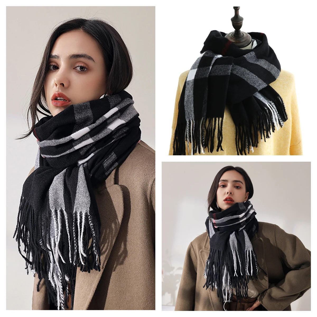 Women Autumn Winter Scarf Lady Cashmere Feeling Muffler Spring Fall Large Blanket Classic Plaid Shawl Soft Warm Wrap Wholesale