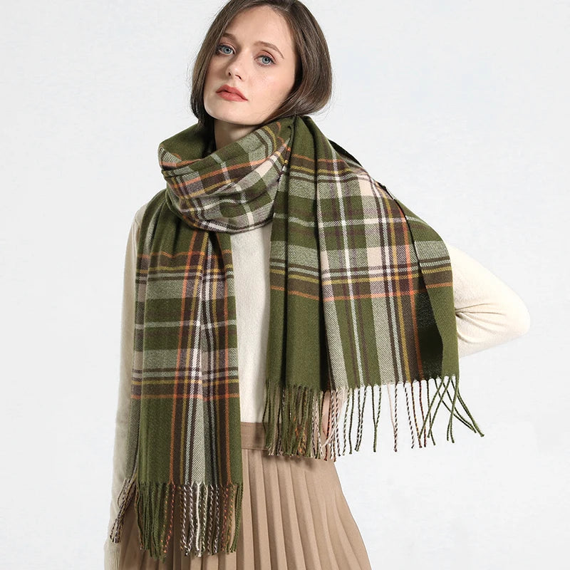 Luxury Thick Warm Winter Scarf Design Brand Print Women Cashmere Pashmina Shawl Lady Wrap Tassel Scarves Knitted Foulard Blanket