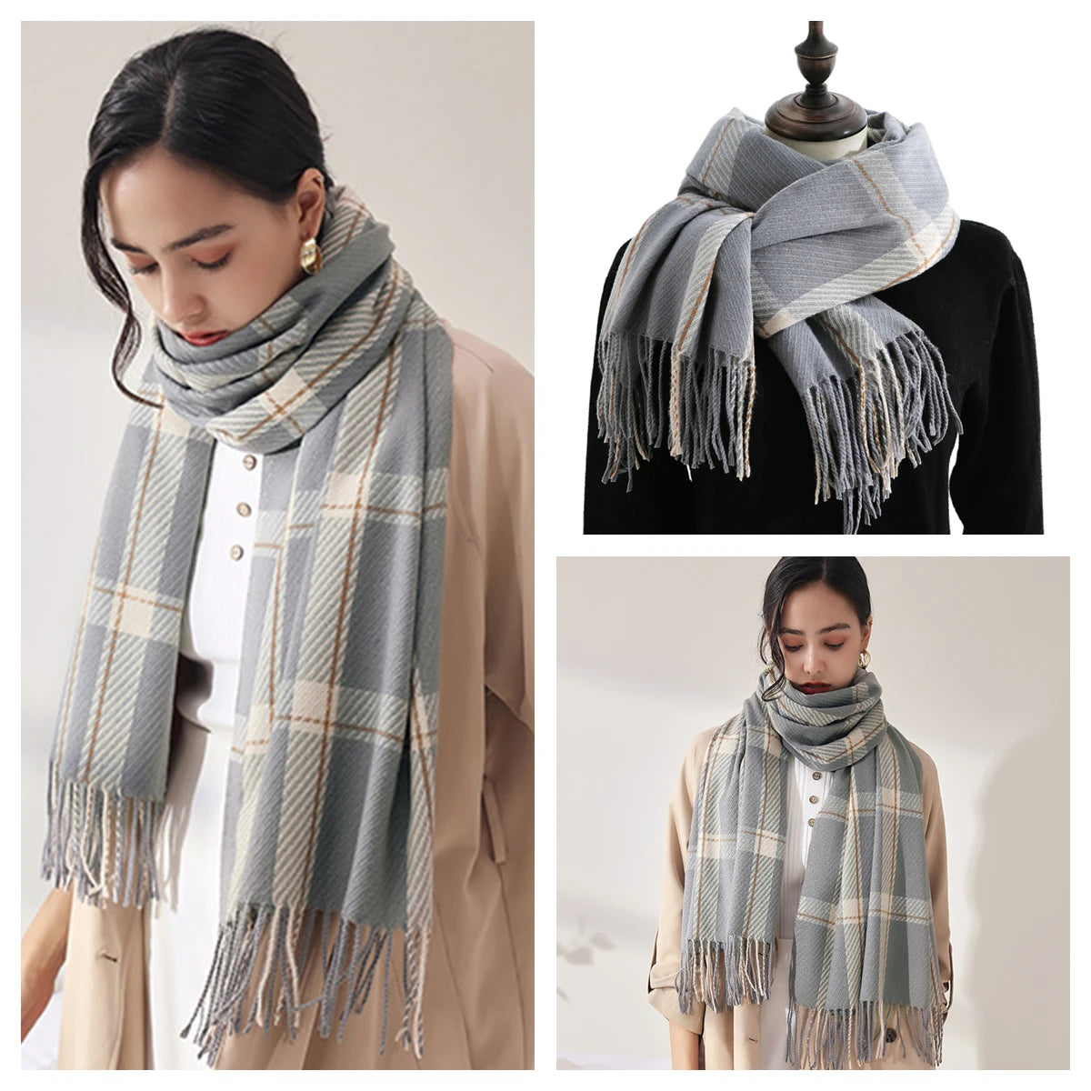 Women Autumn Winter Scarf Lady Cashmere Feeling Muffler Spring Fall Large Blanket Classic Plaid Shawl Soft Warm Wrap Wholesale