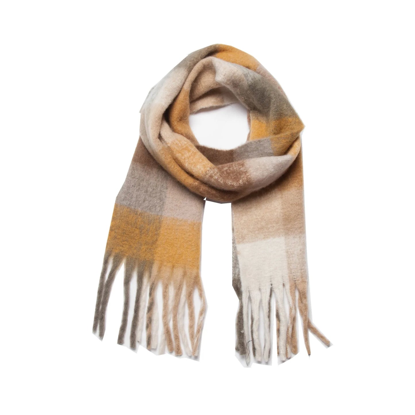 Luxury Brand Women Plaid Scarf Winter Warm Pashmina Shawls Cashmere Thick Wrap Lady Tassel Blanket Scarves Rainbow Hairy Bufanda