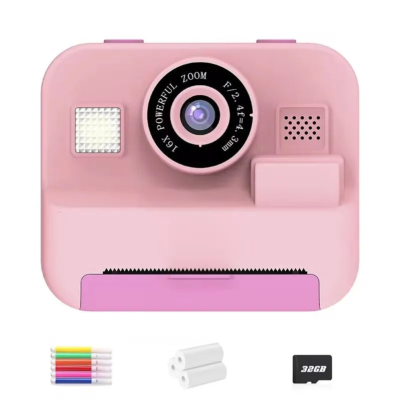 Children's Mini Digital Video Camera with Thermal Printing & Multiple Image Stabilization, 32GB Card Included