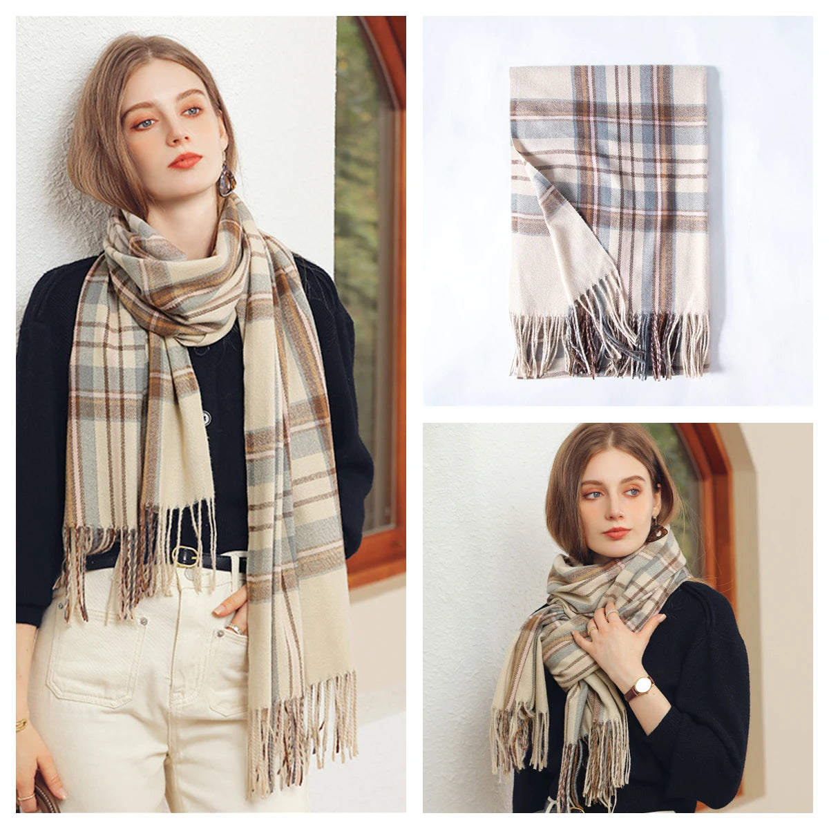 Women Autumn Winter Scarf Lady Cashmere Feeling Muffler Spring Fall Large Blanket Classic Plaid Shawl Soft Warm Wrap Wholesale