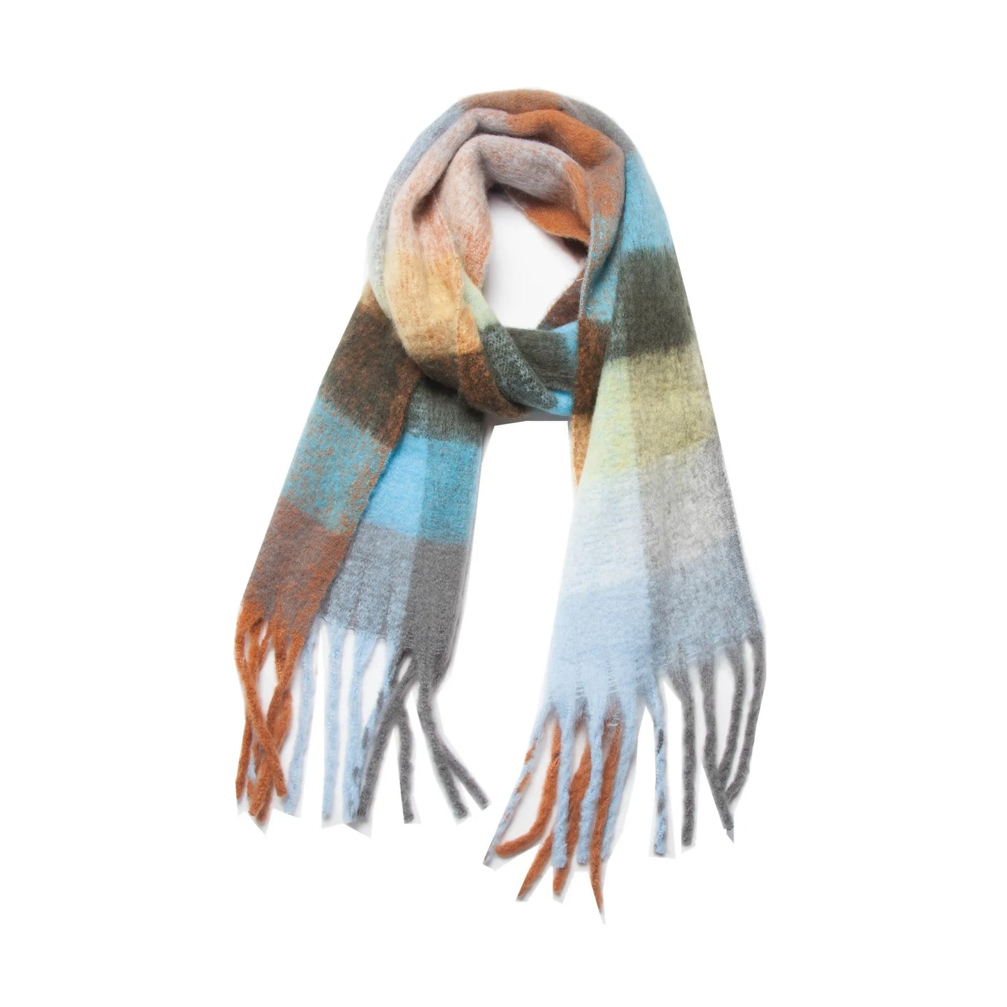 Luxury Brand Women Plaid Scarf Winter Warm Pashmina Shawls Cashmere Thick Wrap Lady Tassel Blanket Scarves Rainbow Hairy Bufanda