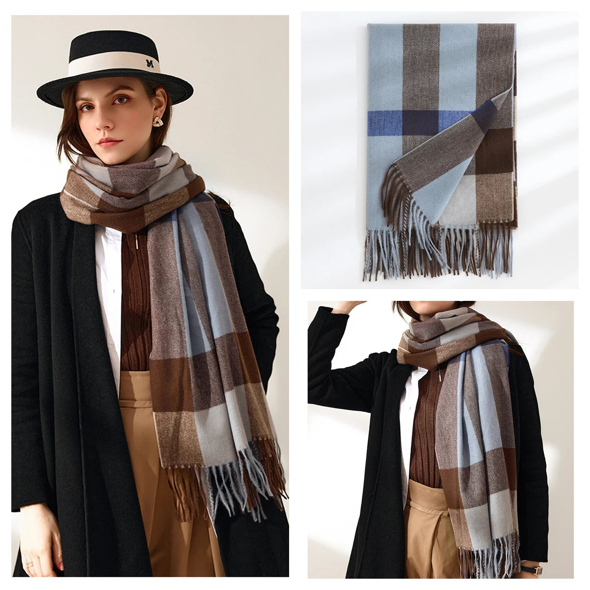 Women Autumn Winter Scarf Lady Cashmere Feeling Muffler Spring Fall Large Blanket Classic Plaid Shawl Soft Warm Wrap Wholesale