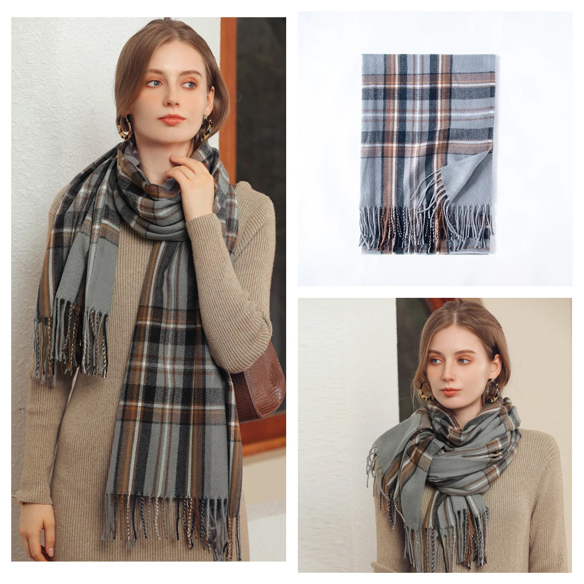Women Autumn Winter Scarf Lady Cashmere Feeling Muffler Spring Fall Large Blanket Classic Plaid Shawl Soft Warm Wrap Wholesale