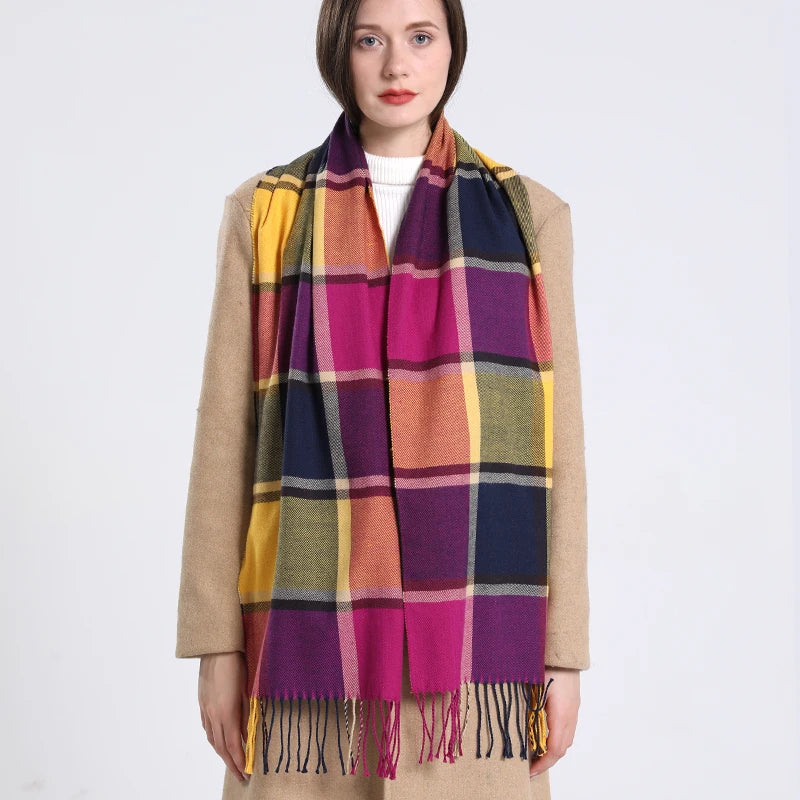 Cashmere Shawl Plaid Scarf Unisex Pashmina Neckerchief Tassel Echarpe Women