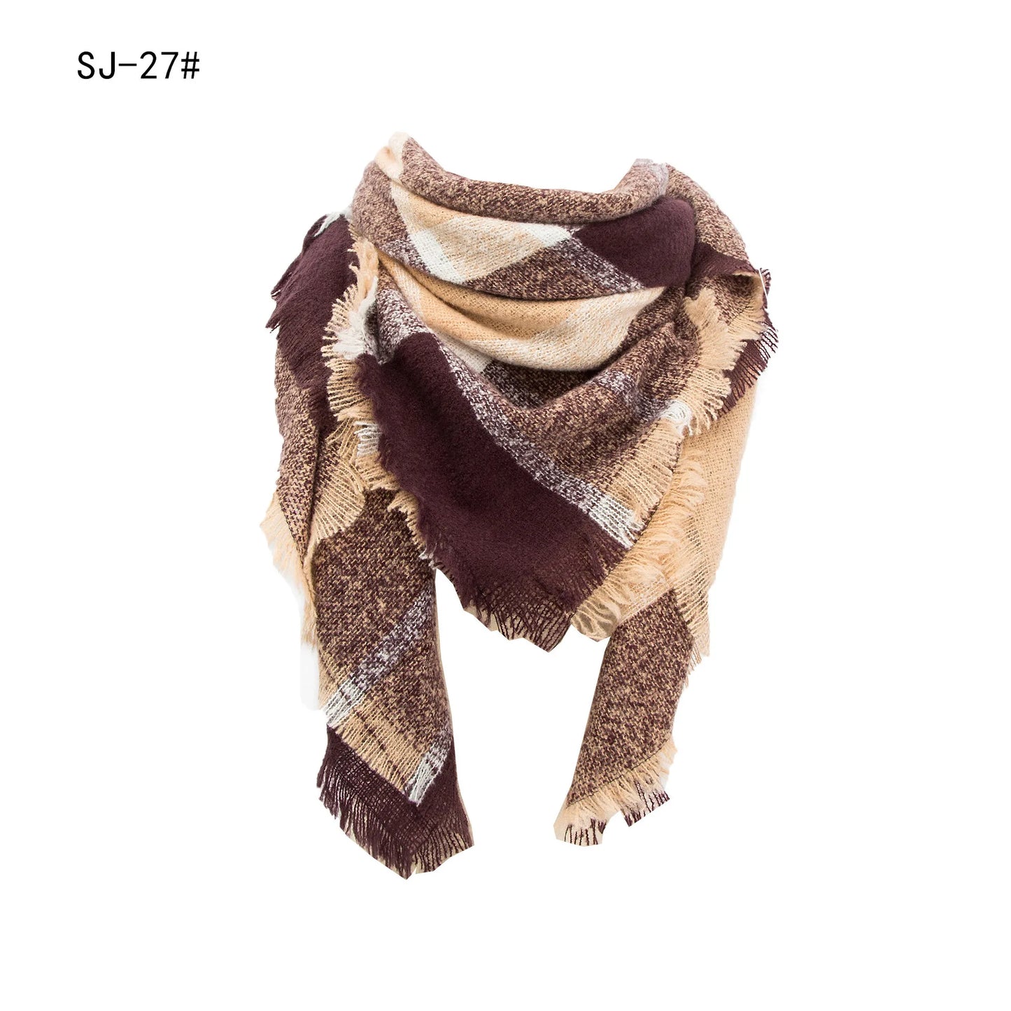 Women Winter Scarf Triangle Knitted Scarf Casual Ladies Plaid Pashmina Shawl and Wrap Female Foulard Scarves Echarpe Bufanda