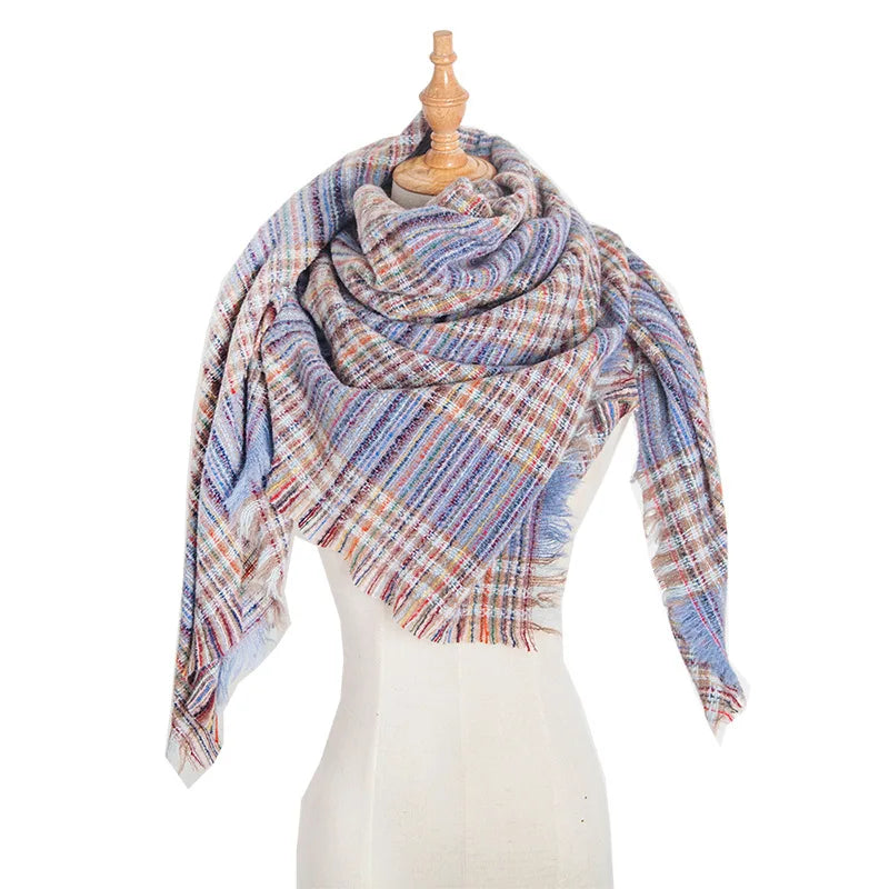 Women Winter Scarf Triangle Knitted Scarf Casual Ladies Plaid Pashmina Shawl and Wrap Female Foulard Scarves Echarpe Bufanda