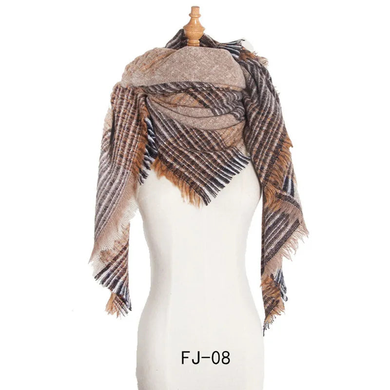 Women Winter Scarf Triangle Knitted Scarf Casual Ladies Plaid Pashmina Shawl and Wrap Female Foulard Scarves Echarpe Bufanda