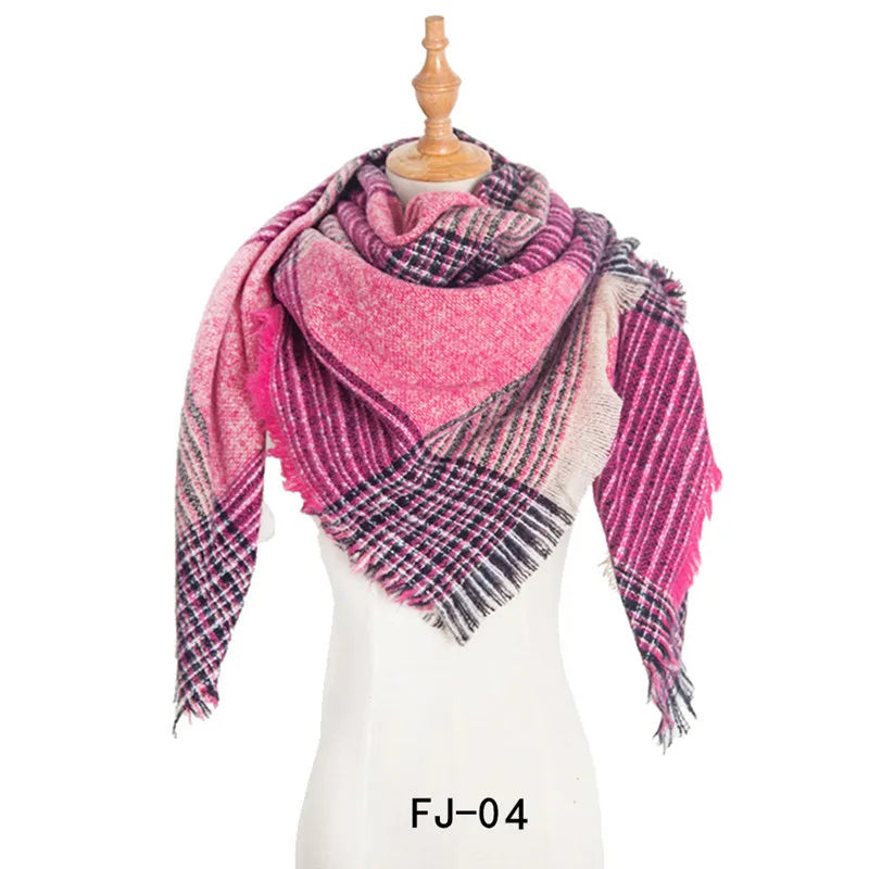 Women Winter Scarf Triangle Knitted Scarf Casual Ladies Plaid Pashmina Shawl and Wrap Female Foulard Scarves Echarpe Bufanda