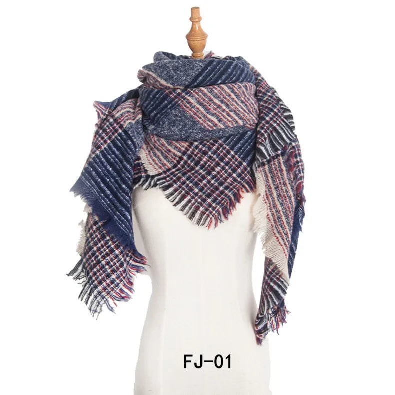 Women Winter Scarf Triangle Knitted Scarf Casual Ladies Plaid Pashmina Shawl and Wrap Female Foulard Scarves Echarpe Bufanda