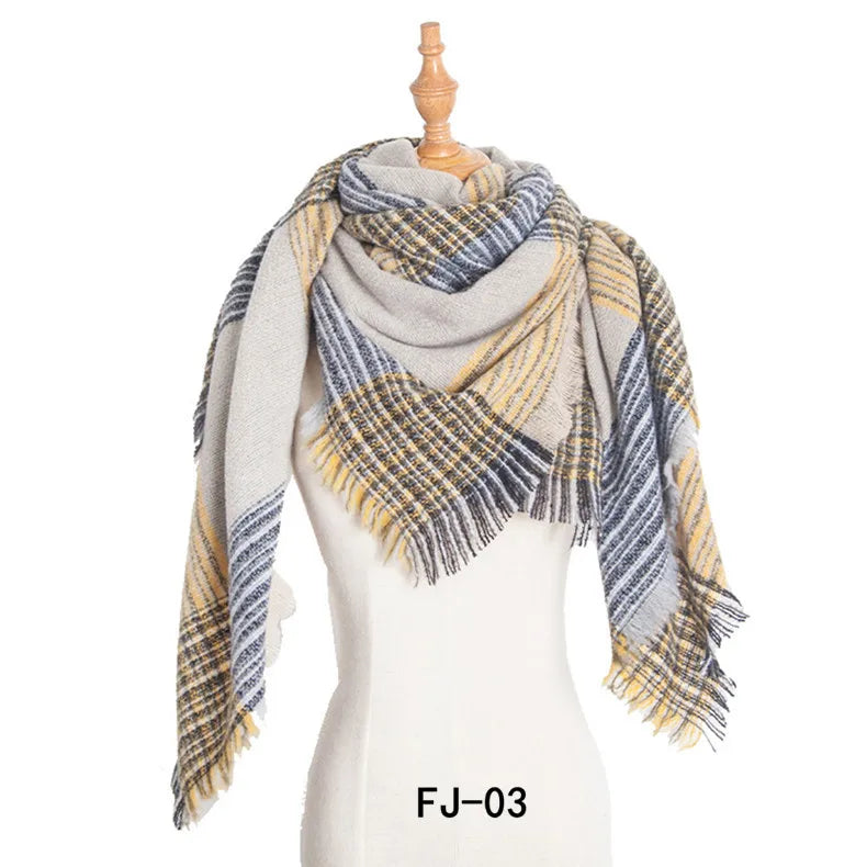Women Winter Scarf Triangle Knitted Scarf Casual Ladies Plaid Pashmina Shawl and Wrap Female Foulard Scarves Echarpe Bufanda