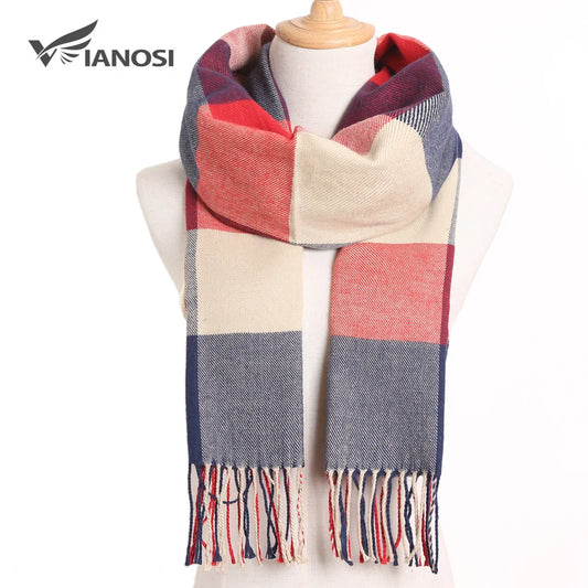 [VIANOSI] 2024 Plaid Winter Scarf Women Luxury Warm Foulard Solid Scarves Fashion Casual Scarfs Cashmere Bufandas Hombre