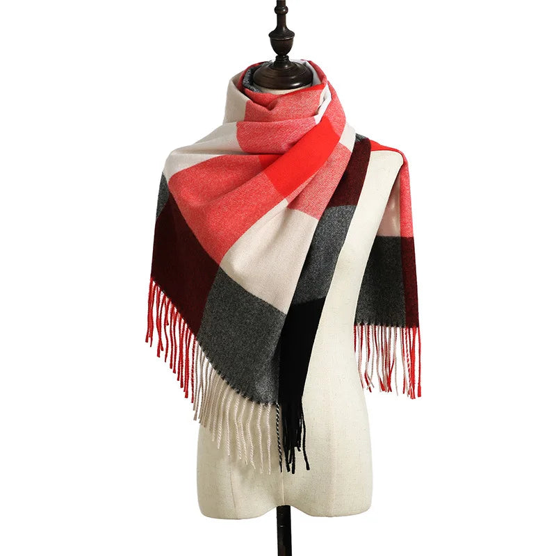 2024 Designer knitted spring winter women scarf plaid warm cashmere scarves shawl luxury brand neck bandana Striped plaid shawl