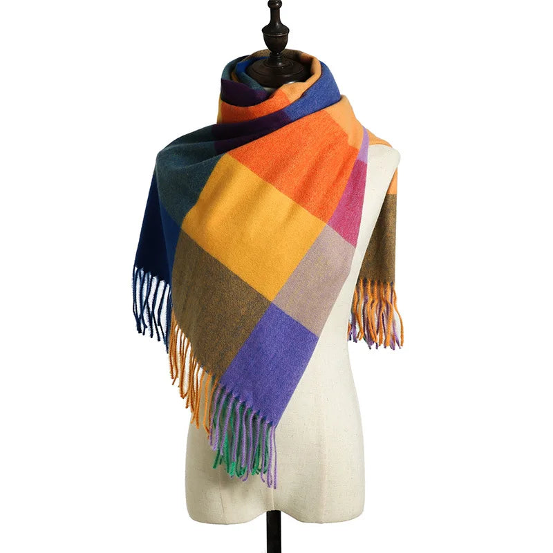 2024 Designer knitted spring winter women scarf plaid warm cashmere scarves shawl luxury brand neck bandana Striped plaid shawl