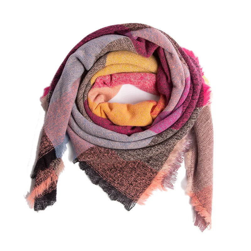 Women Winter Scarf Triangle Knitted Scarf Casual Ladies Plaid Pashmina Shawl and Wrap Female Foulard Scarves Echarpe Bufanda