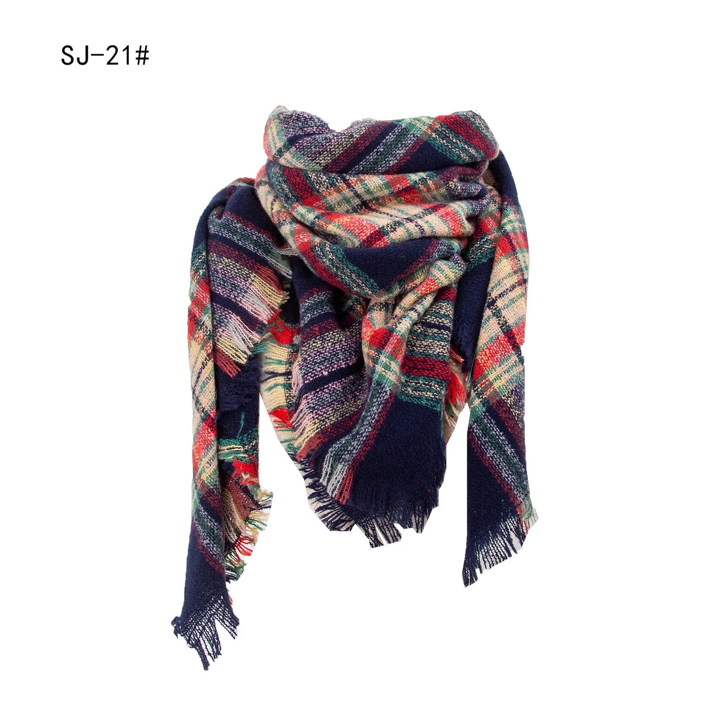Women Winter Scarf Triangle Knitted Scarf Casual Ladies Plaid Pashmina Shawl and Wrap Female Foulard Scarves Echarpe Bufanda