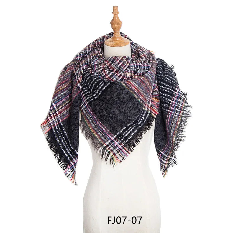 Women Winter Scarf Triangle Knitted Scarf Casual Ladies Plaid Pashmina Shawl and Wrap Female Foulard Scarves Echarpe Bufanda