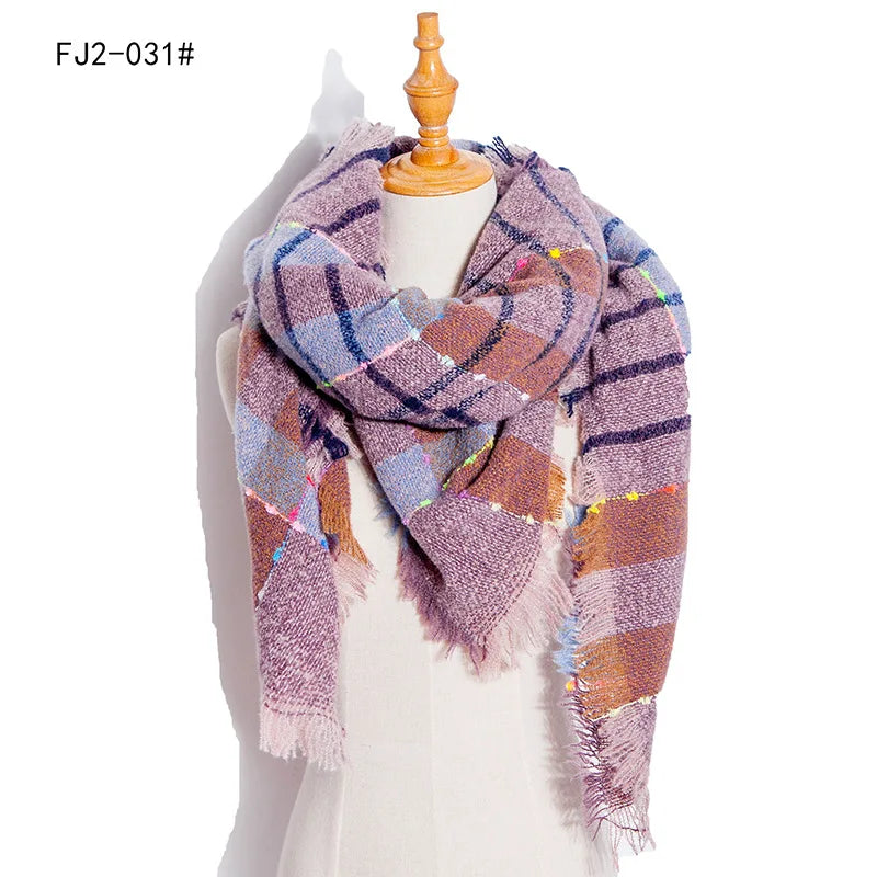 Women Winter Scarf Triangle Knitted Scarf Casual Ladies Plaid Pashmina Shawl and Wrap Female Foulard Scarves Echarpe Bufanda