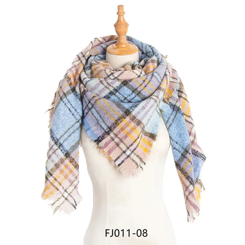 Women Winter Scarf Triangle Knitted Scarf Casual Ladies Plaid Pashmina Shawl and Wrap Female Foulard Scarves Echarpe Bufanda
