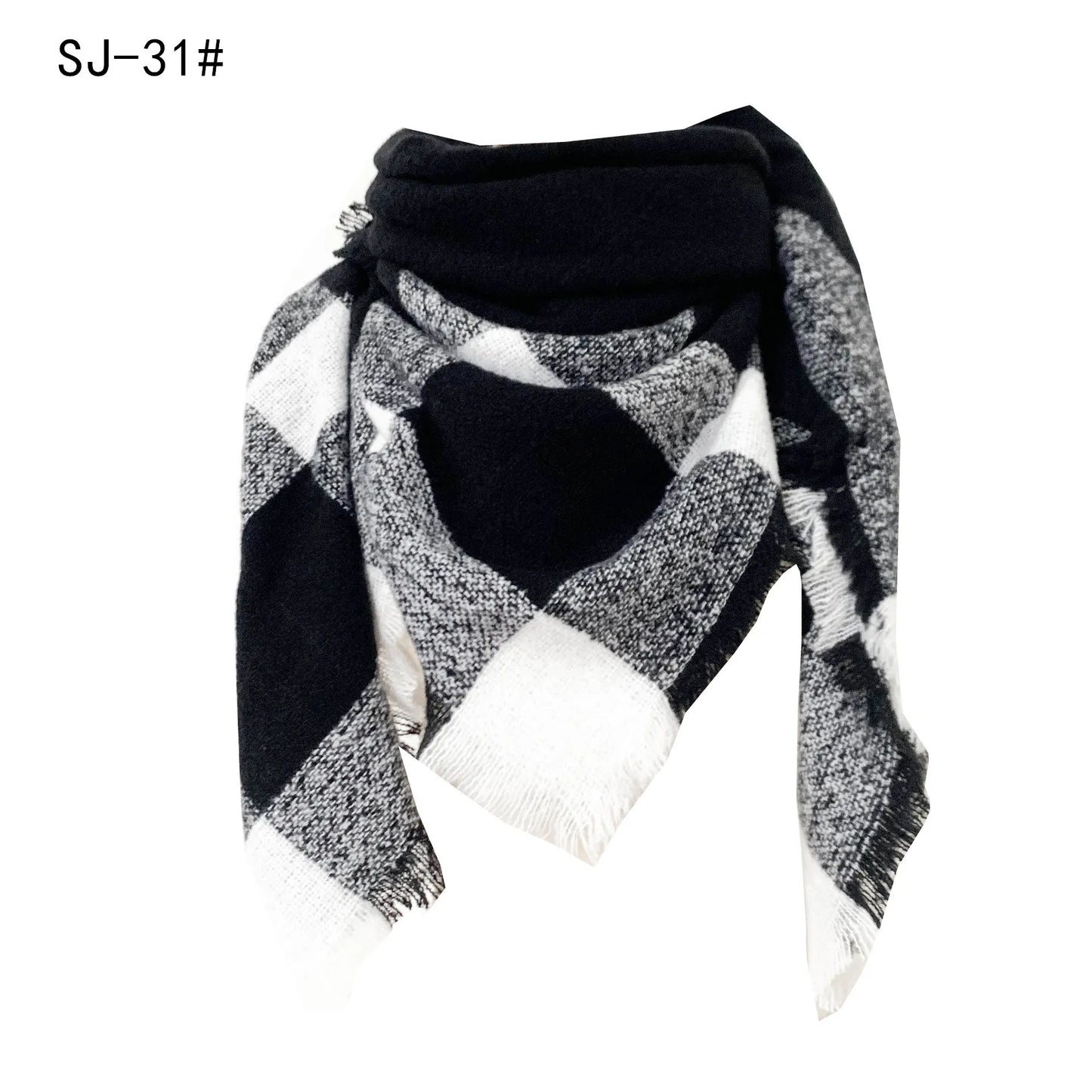 Women Winter Scarf Triangle Knitted Scarf Casual Ladies Plaid Pashmina Shawl and Wrap Female Foulard Scarves Echarpe Bufanda