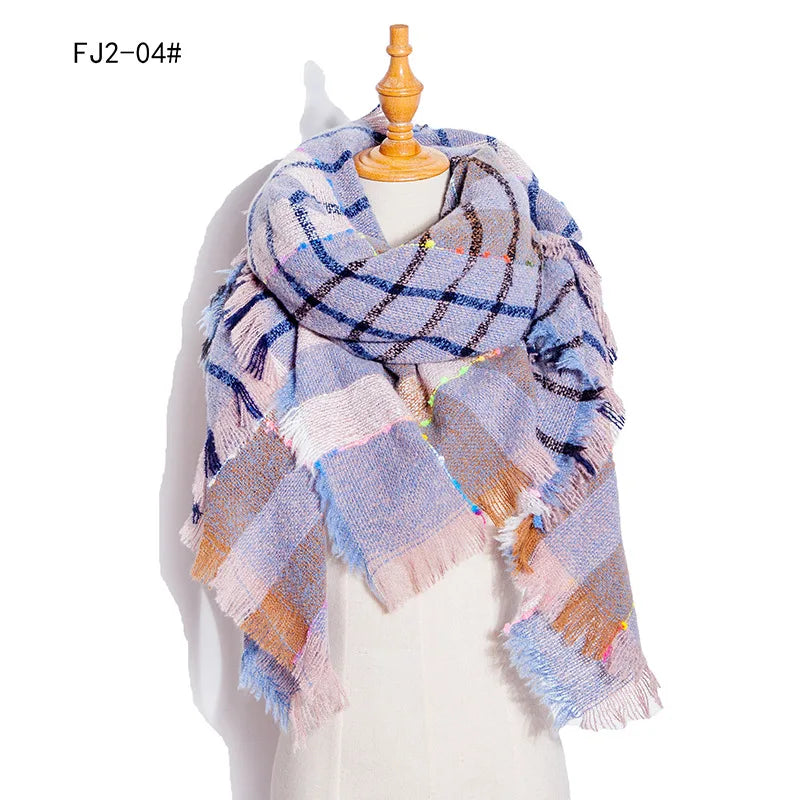 Women Winter Scarf Triangle Knitted Scarf Casual Ladies Plaid Pashmina Shawl and Wrap Female Foulard Scarves Echarpe Bufanda