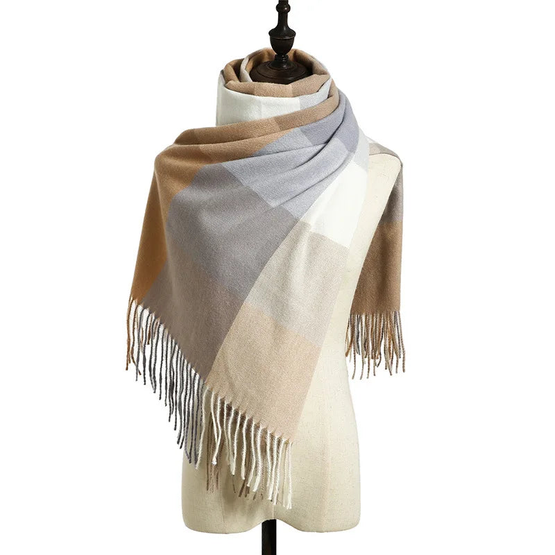 2024 Designer knitted spring winter women scarf plaid warm cashmere scarves shawl luxury brand neck bandana Striped plaid shawl