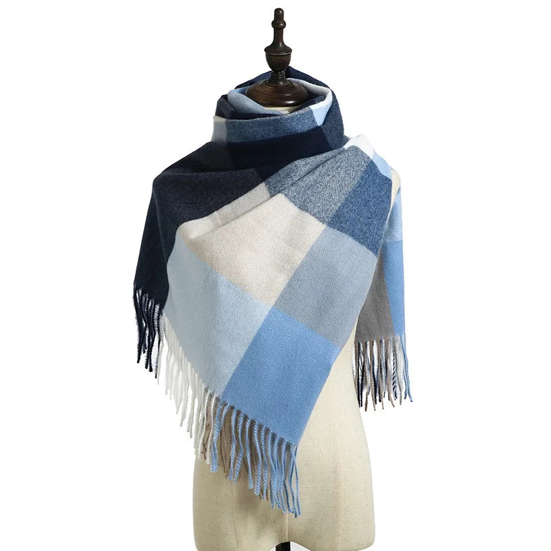 2024 Designer knitted spring winter women scarf plaid warm cashmere scarves shawl luxury brand neck bandana Striped plaid shawl