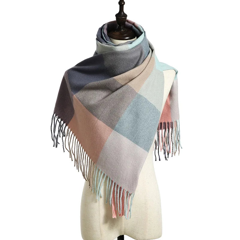 2024 Designer knitted spring winter women scarf plaid warm cashmere scarves shawl luxury brand neck bandana Striped plaid shawl