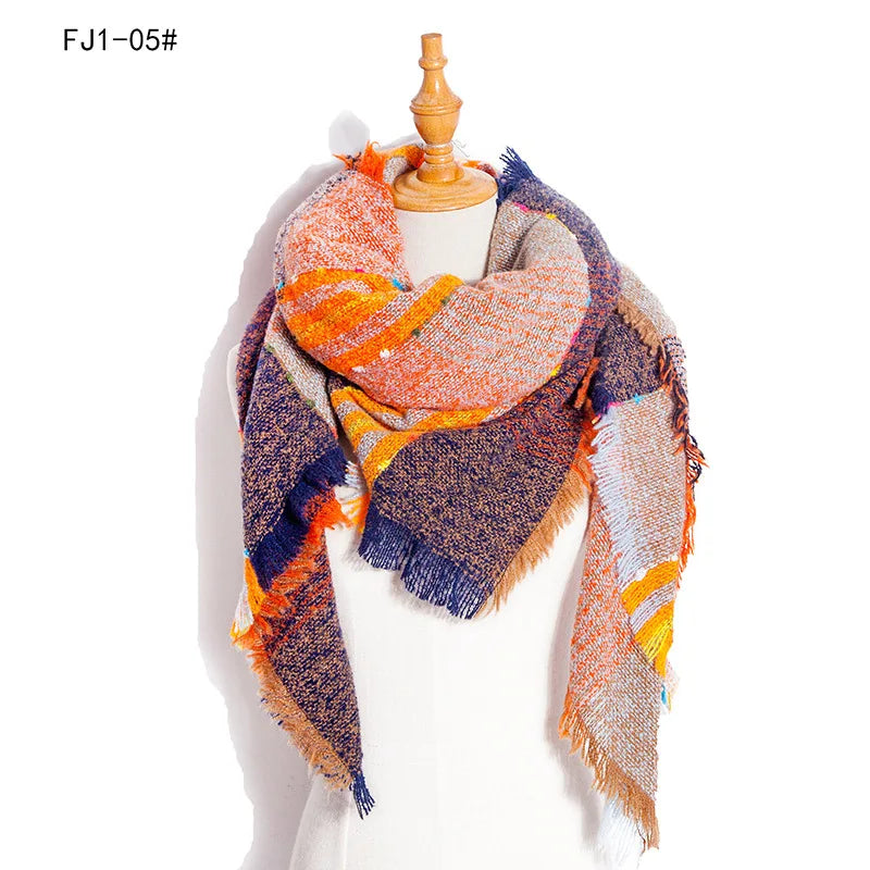 Women Winter Scarf Triangle Knitted Scarf Casual Ladies Plaid Pashmina Shawl and Wrap Female Foulard Scarves Echarpe Bufanda