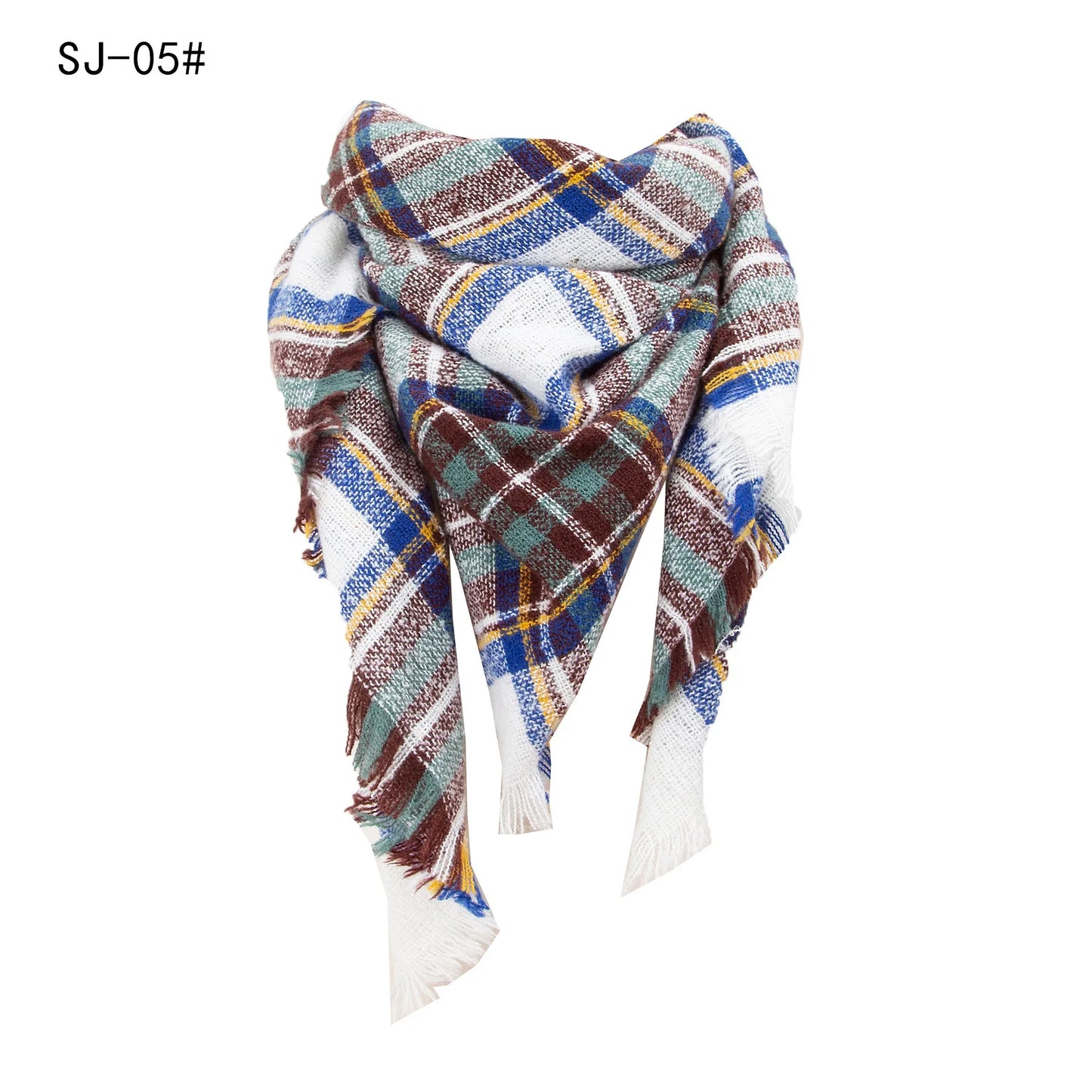 Women Winter Scarf Triangle Knitted Scarf Casual Ladies Plaid Pashmina Shawl and Wrap Female Foulard Scarves Echarpe Bufanda