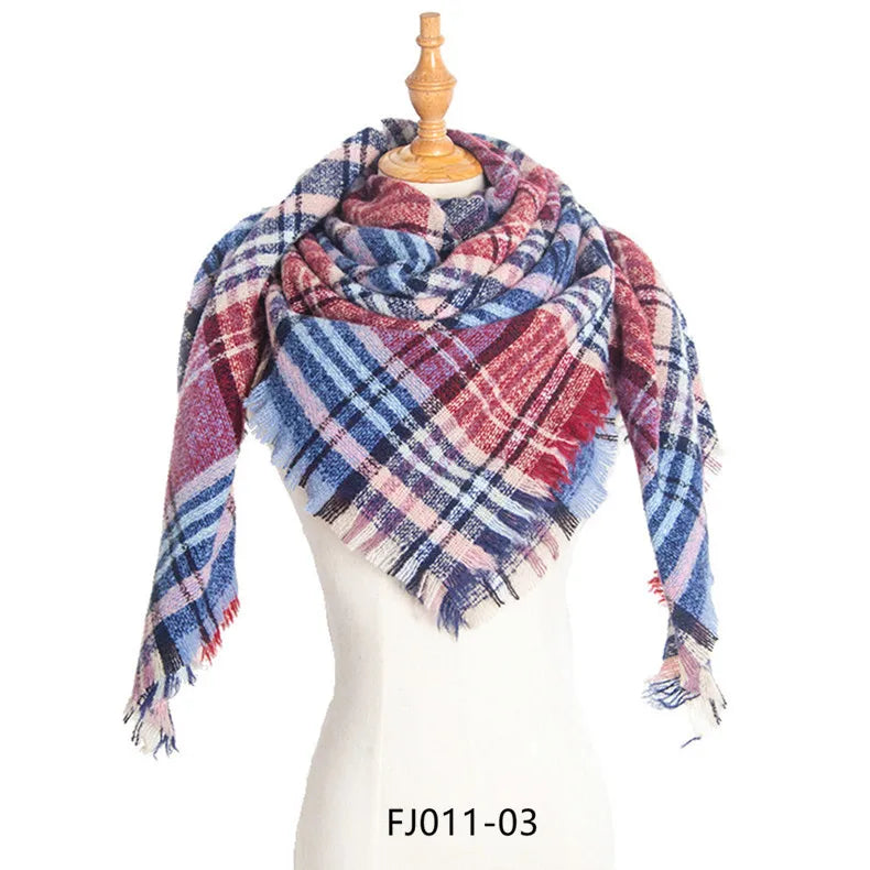 Women Winter Scarf Triangle Knitted Scarf Casual Ladies Plaid Pashmina Shawl and Wrap Female Foulard Scarves Echarpe Bufanda