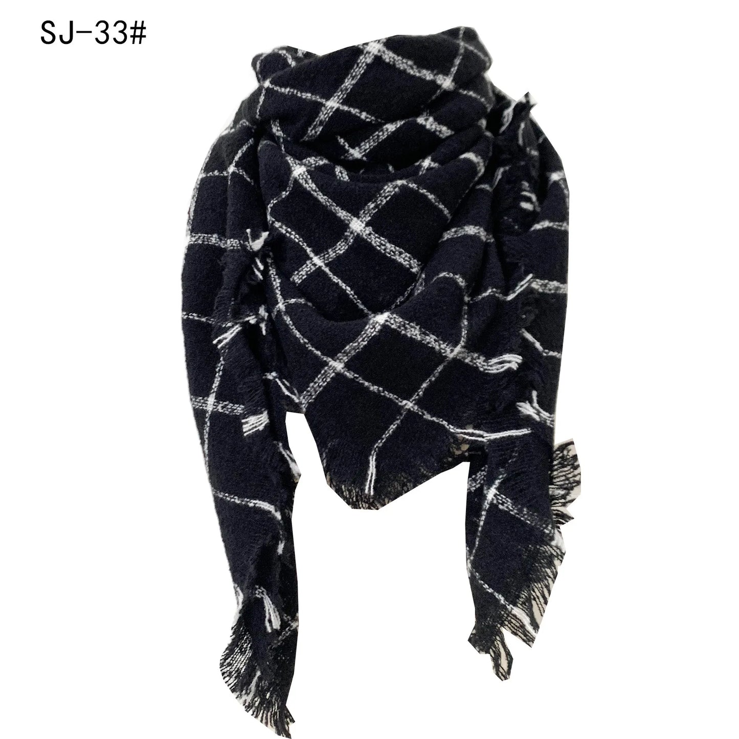 Women Winter Scarf Triangle Knitted Scarf Casual Ladies Plaid Pashmina Shawl and Wrap Female Foulard Scarves Echarpe Bufanda