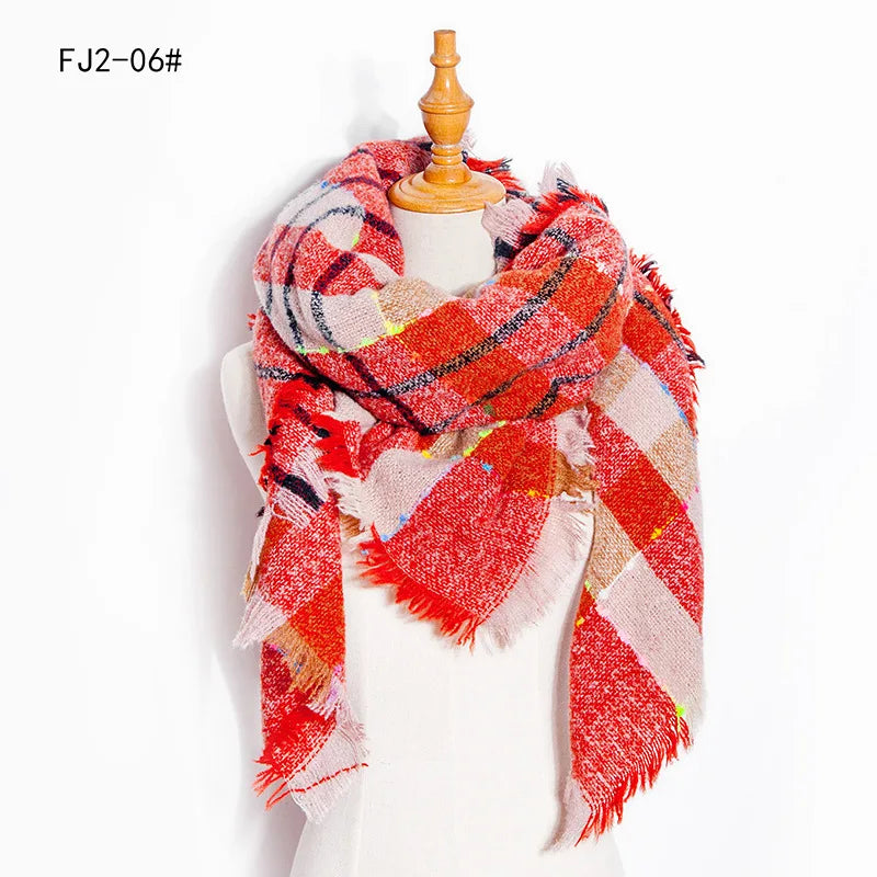 Women Winter Scarf Triangle Knitted Scarf Casual Ladies Plaid Pashmina Shawl and Wrap Female Foulard Scarves Echarpe Bufanda
