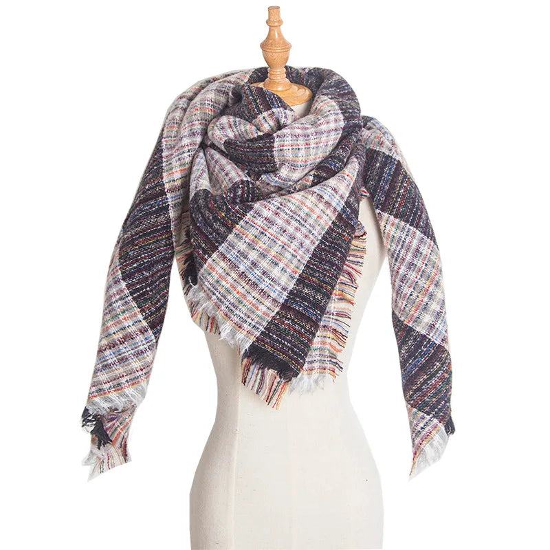 Women Winter Scarf Triangle Knitted Scarf Casual Ladies Plaid Pashmina Shawl and Wrap Female Foulard Scarves Echarpe Bufanda