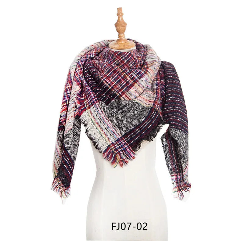 Women Winter Scarf Triangle Knitted Scarf Casual Ladies Plaid Pashmina Shawl and Wrap Female Foulard Scarves Echarpe Bufanda