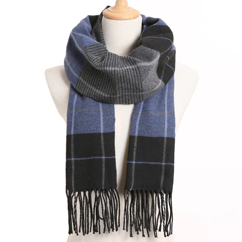 [VIANOSI] 2024 Plaid Winter Scarf Women Luxury Warm Foulard Solid Scarves Fashion Casual Scarfs Cashmere Bufandas Hombre