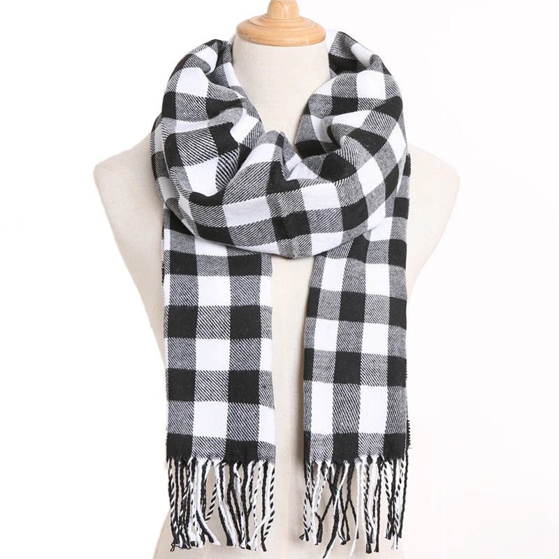 [VIANOSI] 2024 Plaid Winter Scarf Women Luxury Warm Foulard Solid Scarves Fashion Casual Scarfs Cashmere Bufandas Hombre