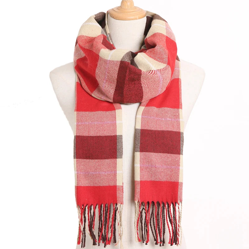 [VIANOSI] 2024 Plaid Winter Scarf Women Luxury Warm Foulard Solid Scarves Fashion Casual Scarfs Cashmere Bufandas Hombre