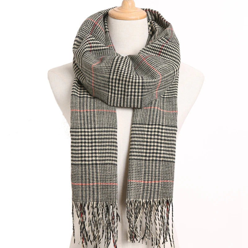 [VIANOSI] 2024 Plaid Winter Scarf Women Luxury Warm Foulard Solid Scarves Fashion Casual Scarfs Cashmere Bufandas Hombre