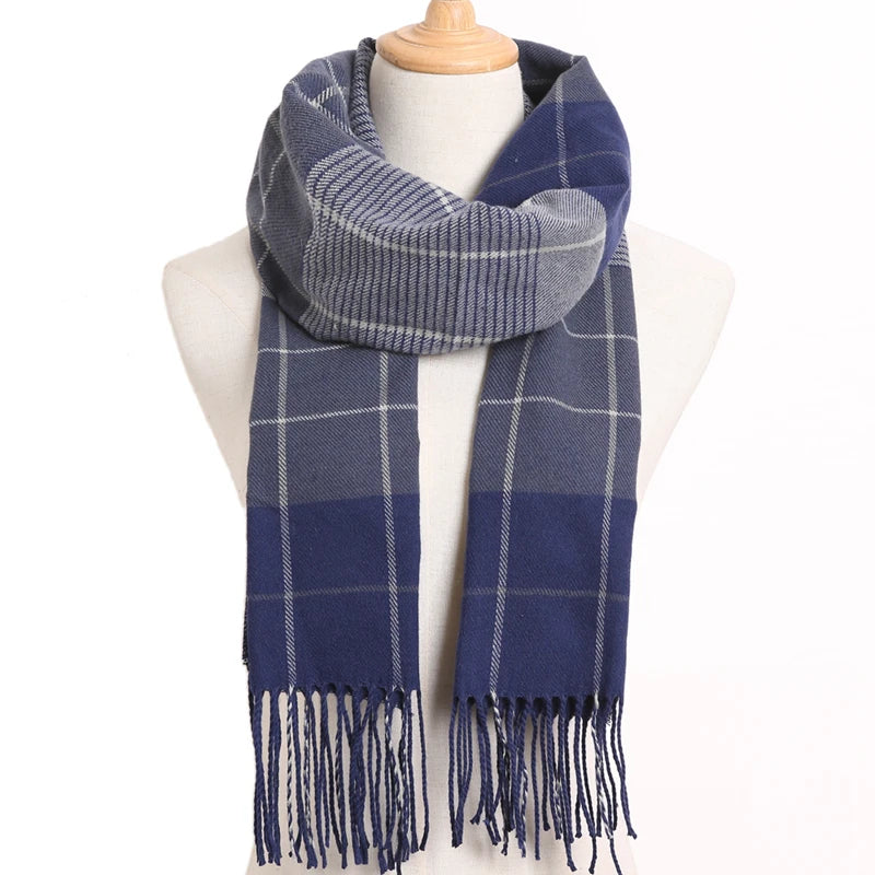 [VIANOSI] 2024 Plaid Winter Scarf Women Luxury Warm Foulard Solid Scarves Fashion Casual Scarfs Cashmere Bufandas Hombre