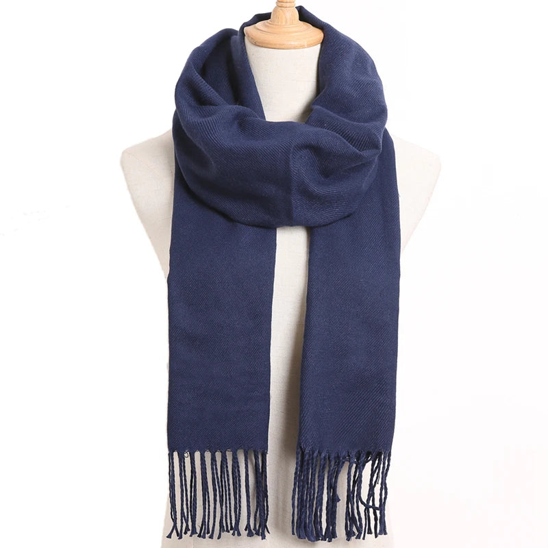 [VIANOSI] 2024 Plaid Winter Scarf Women Luxury Warm Foulard Solid Scarves Fashion Casual Scarfs Cashmere Bufandas Hombre