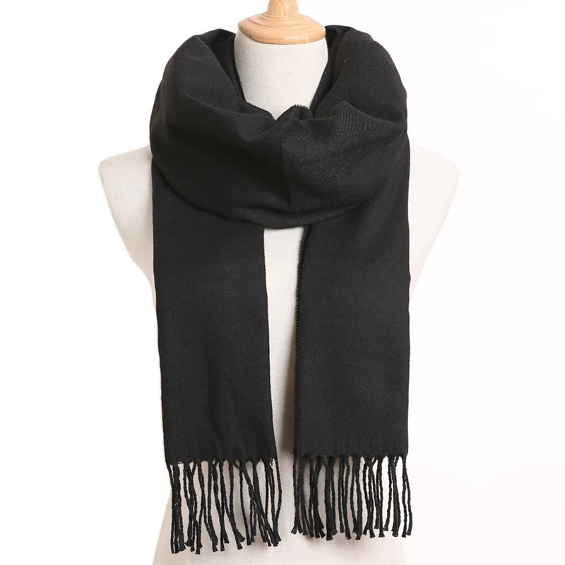 [VIANOSI] 2024 Plaid Winter Scarf Women Luxury Warm Foulard Solid Scarves Fashion Casual Scarfs Cashmere Bufandas Hombre